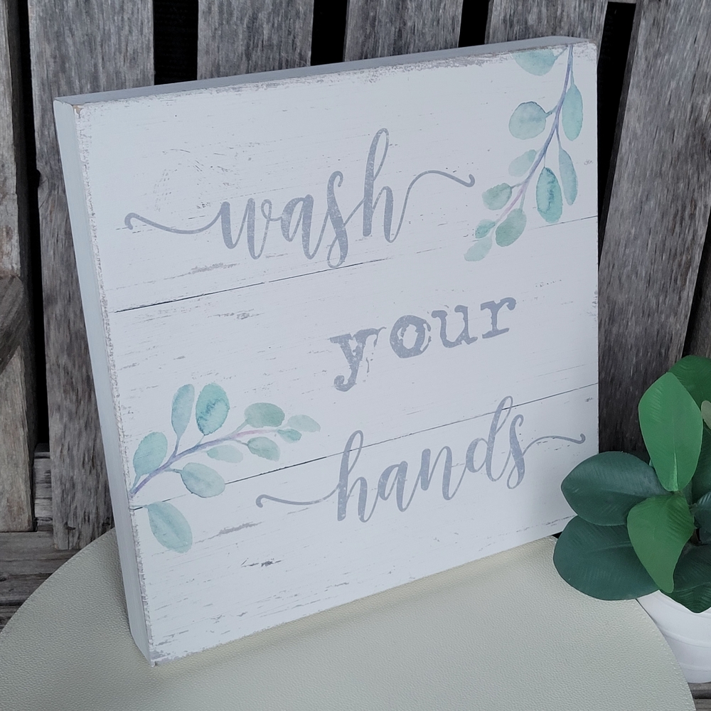 Chic 'Wash Your Hands' Wall Art by Sixtrees - Picture 2 of 7
